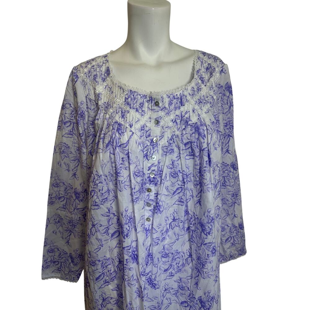 Eileen West Nightgown M NWT 100% Cotton Lavender Floral Lace Trim Ballet Gown - Picture 3 of 15